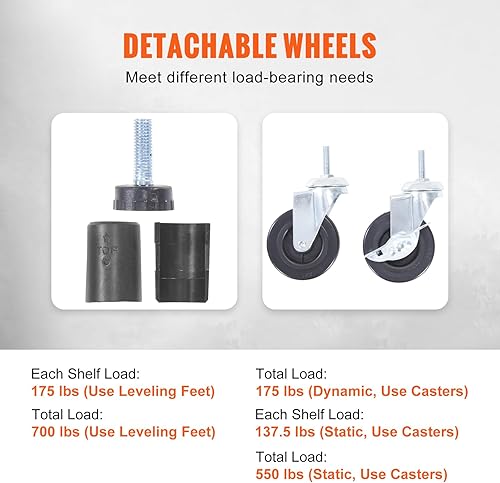 Miniatura 7 de VEVOR Estantería de almacenamiento, estantes de almacenamiento ajustables de 4 niveles, estantes de almacenamiento de garaje de 48 pulgadas de largo