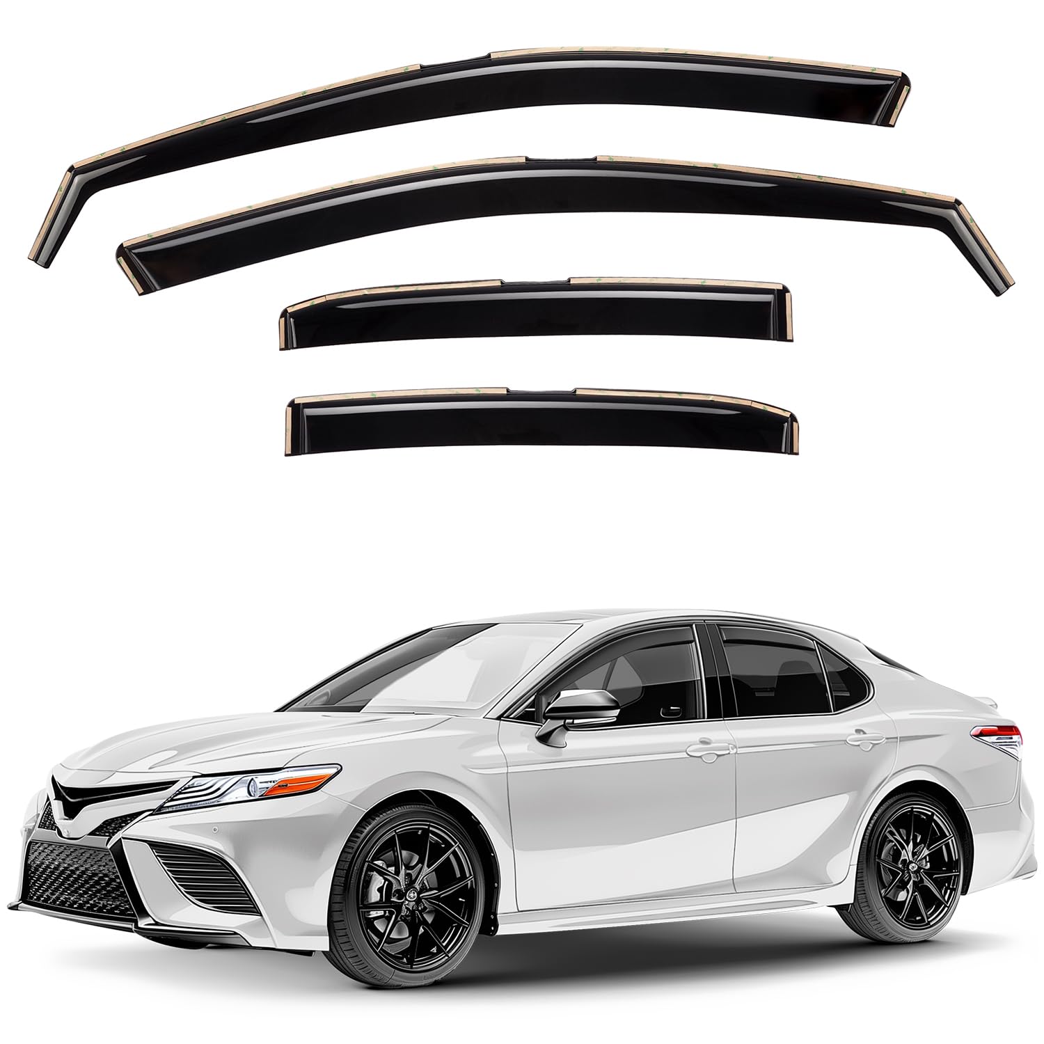 Window Deflectors Smoke Tinted in-Channel Side Window Vent Visor Deflectors Rain Guards Compatible with Camry 2018-2024 - 4pcs. GW0370