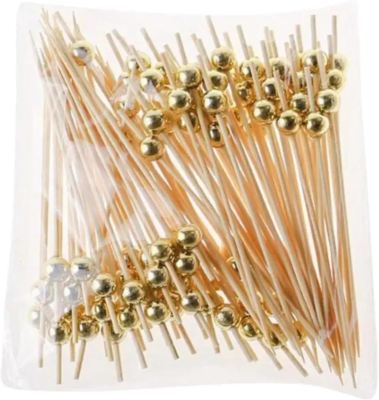 Cocktail Picks 1000pcs Bamboo Fruit Sticks Disposable Toothpicks Supplies(Gold)