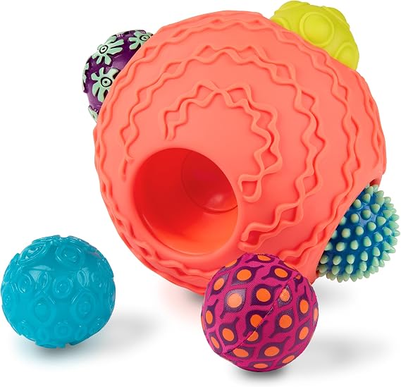 B. toys Sensory Baby Toys Set with Textured Balls 6 Pieces Development Set with Large Ball & 5 Small Balls with Different Textures for Tactile Stimulation & Motor Skills Development, 6+ Months