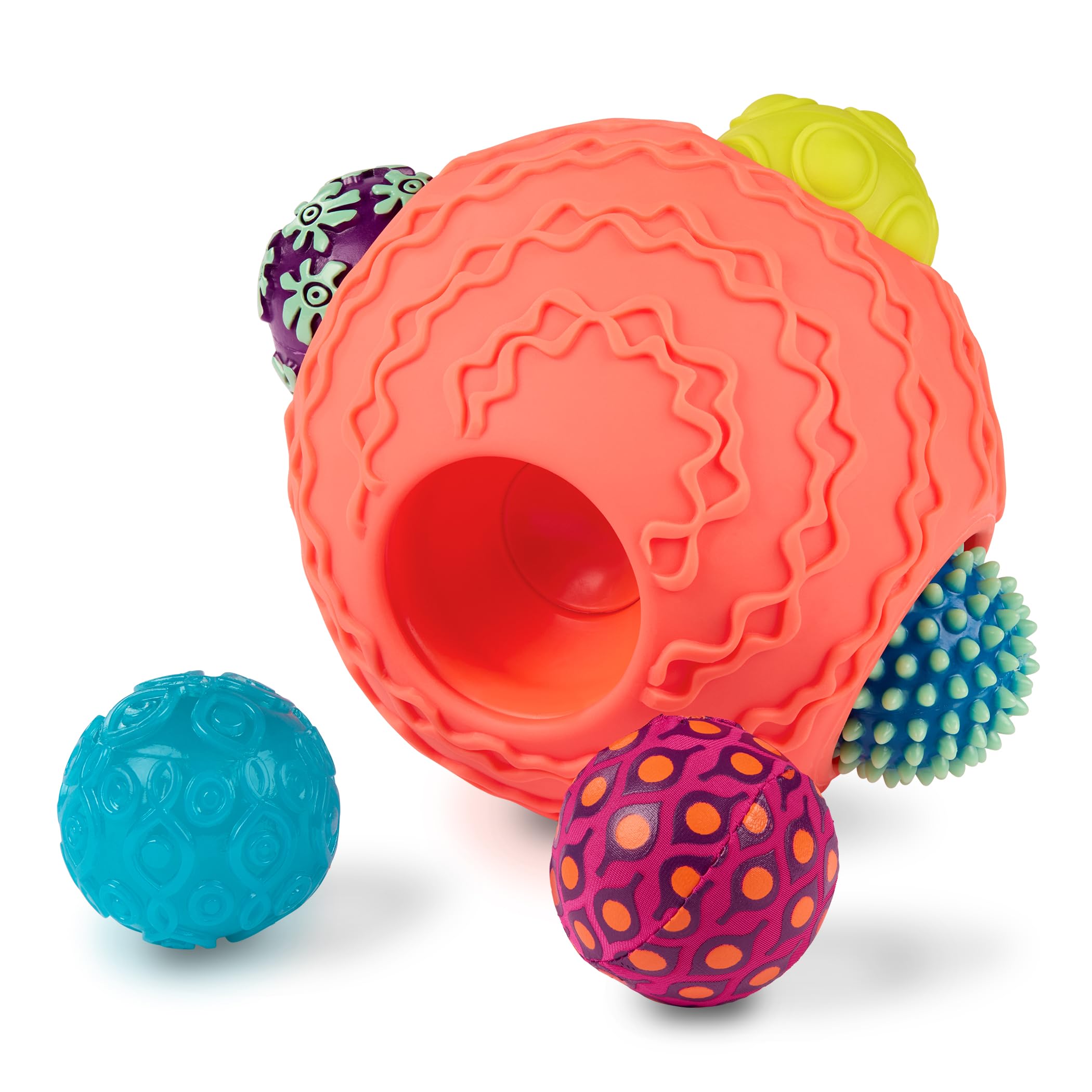 B. toys  Sensory Baby Toys Set with Textured Balls  6 Pieces Development Set with Large Ball & 5 Small Balls with Different Textures for Tactile Stimulation & Motor Skills Development, 6+ months