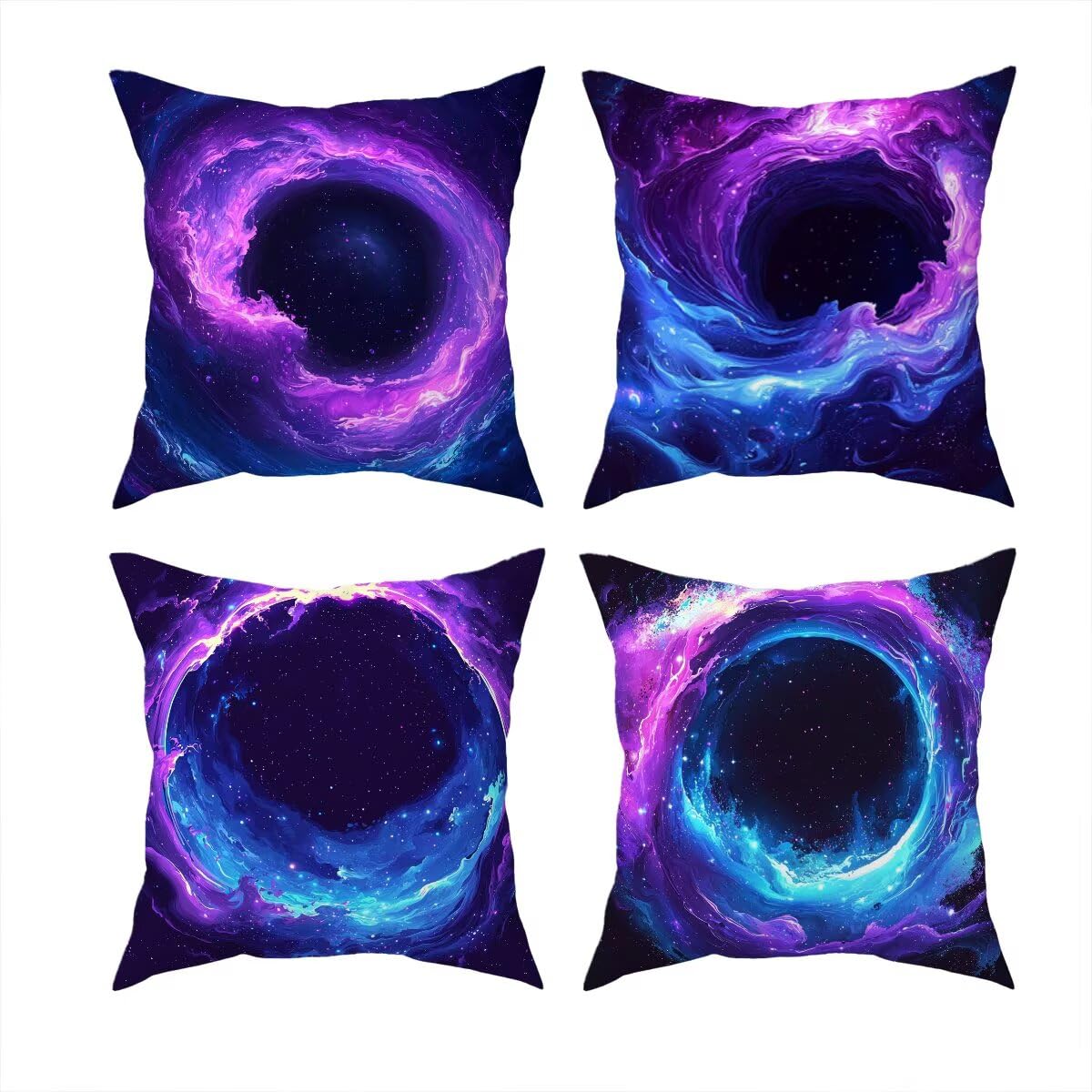 4 poszewki na poduszki na zewnątrz 55 x 55 cm, abstrakcyjne poszewki na poduszki na zewnątrz, wodoodporne, fioletowe, dekoracyjne, wodoodporne, kwadratowe, dekoracyjne poszewki na poduszki na patio