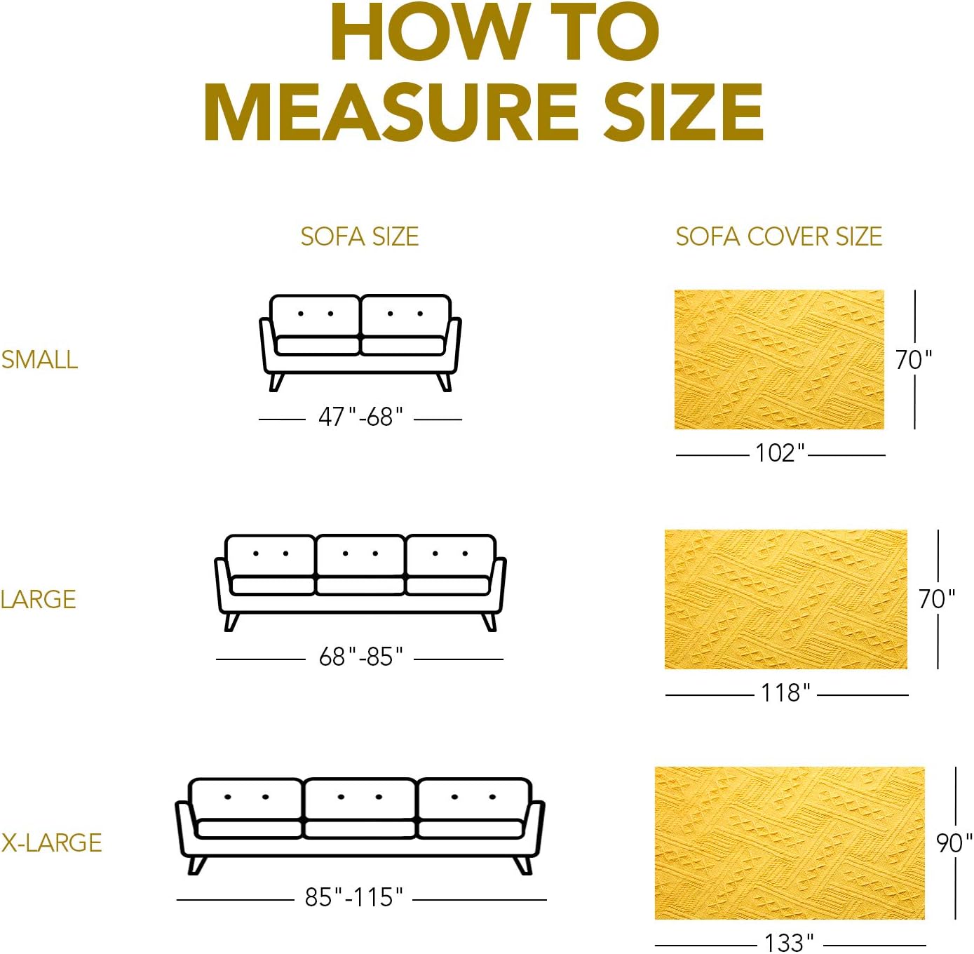 HOUSE DAY Sofa Slipcovers Couch Slip Cover, Soft Lightweight Throw Blanket, Decorative Knitted with Fringe, Sofa Couch Covers for 3 Cushion Couch, Linen Couch Cover Couch Protector (Yellow, Large)