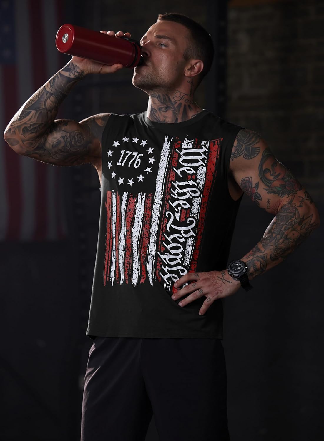 Mainfini Men American Flag Tank Top Muscle Graphic Gym Workout USA Sleeveless Tee Shirts (S-3XL) - Image 7