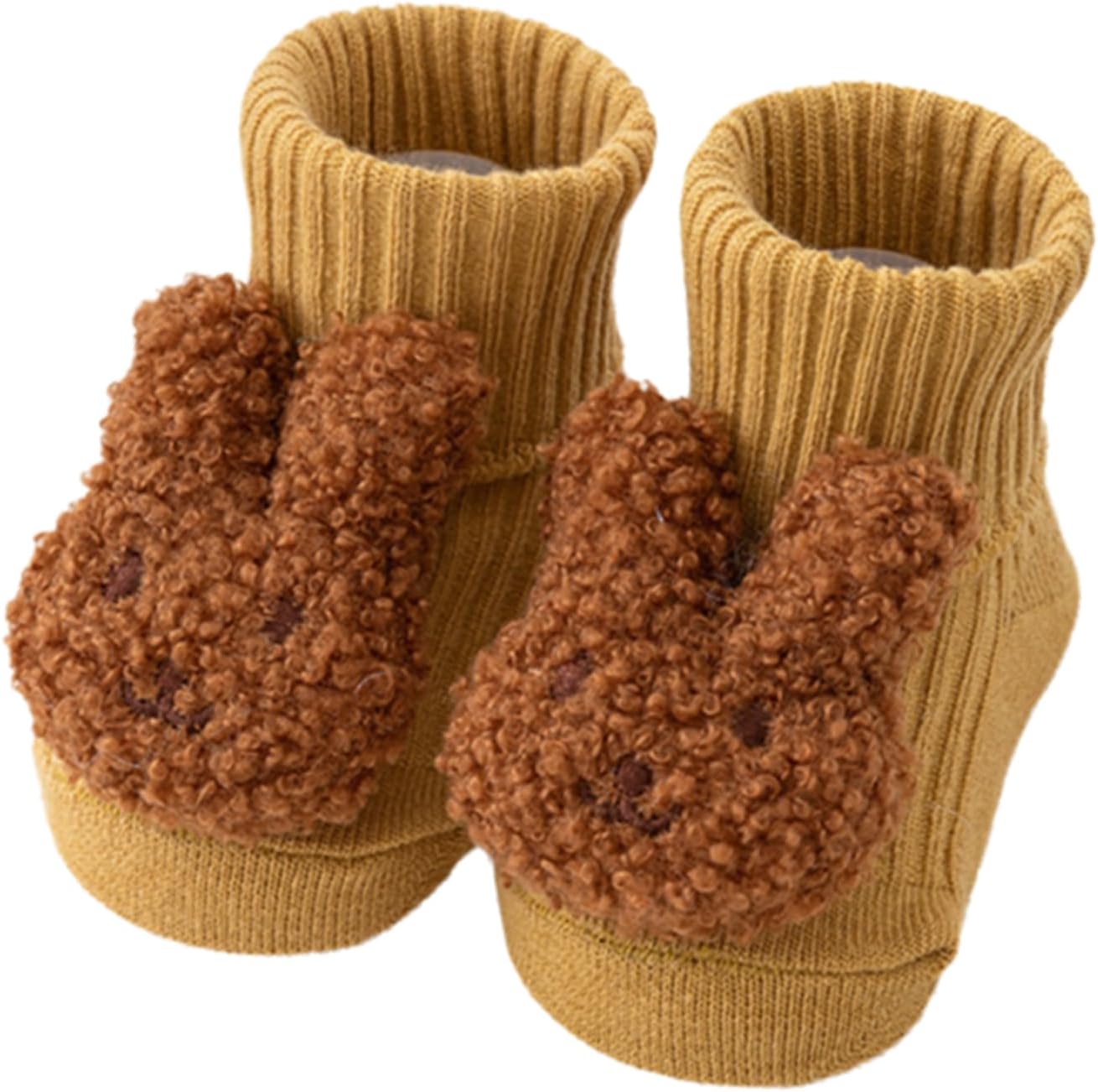Cartoon Bear/Rabbits Socks Antiskid Soles Socks Breathable Firstwalker Winter Warm 0-3 Accessories NonSlip Floor