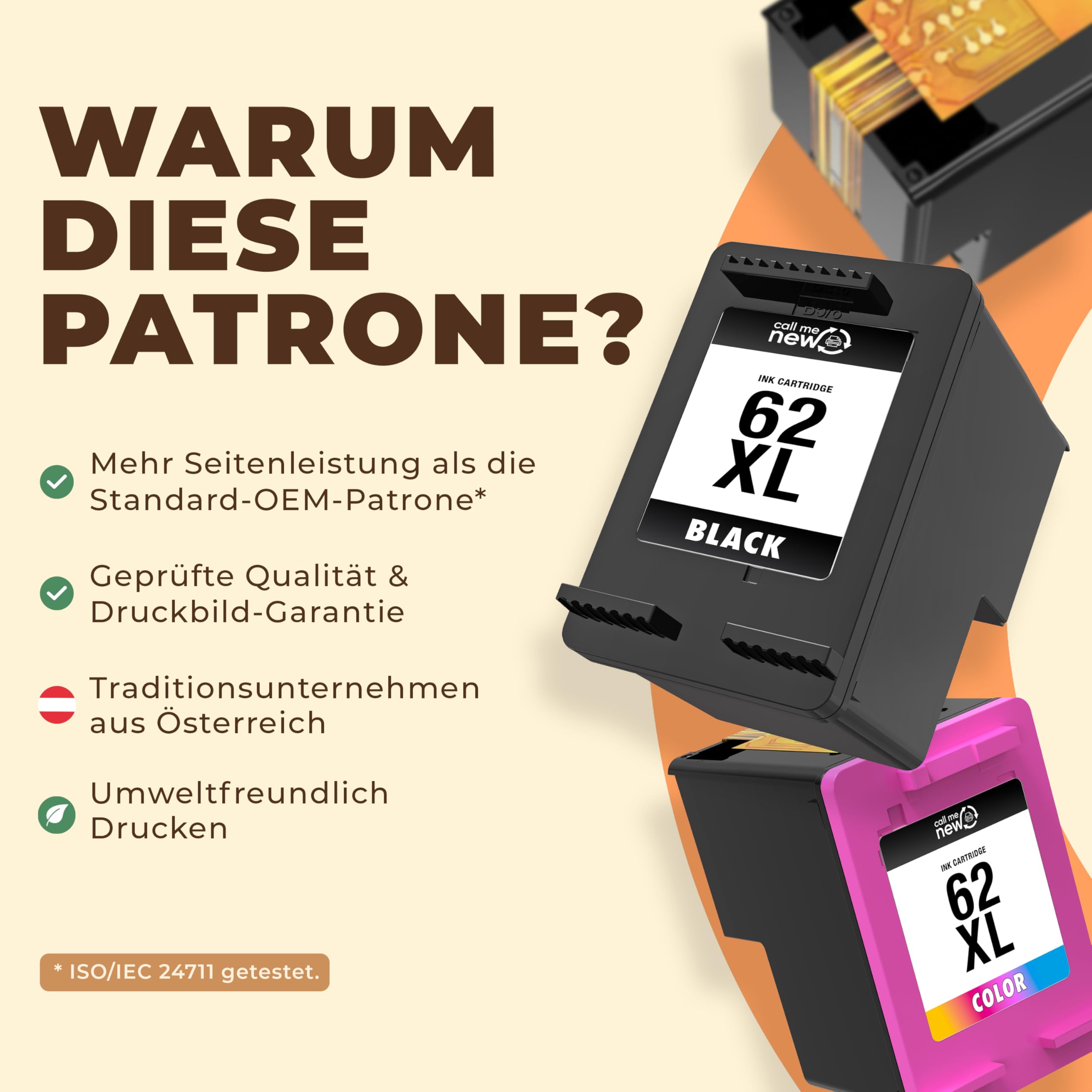 Wkłady do drukarki 62XL – kompatybilne z tuszami do drukarek HP 62 w kolorze czarnym i kolorowym – zasięg XL, Smart Chip, zamiennik do HP 62 czarny i kolorowy, 2 sztuki w opakowaniu