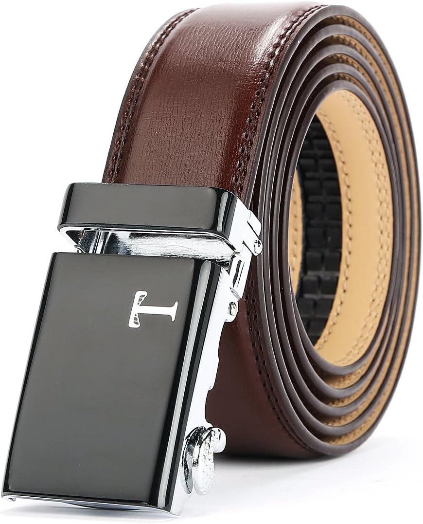 TonywellBelt Mens Leather Ratchet Belt with Automatic 40mm Buckle
