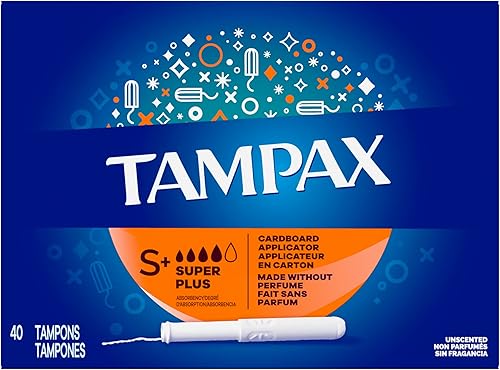 Miniatura 10 de Tampax Tampones de cartón para mujer Super Plus Absorbencia, agarre antideslizante, falda de protección contra fugas, sin perfume, 40 unidades