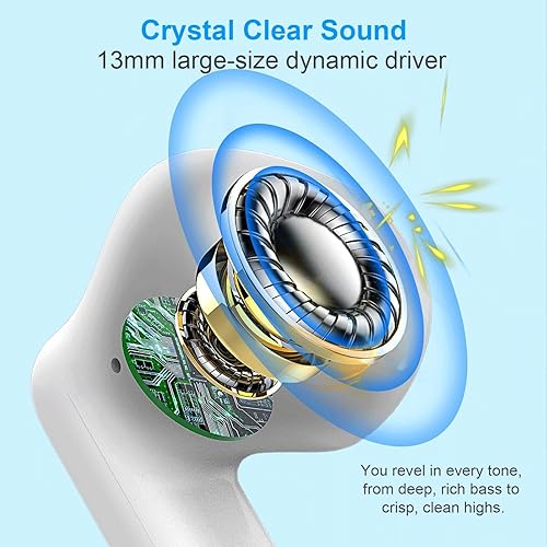 Miniatura 3 de Auriculares inalámbricos, auriculares Bluetooth 5.4 intrauditivos con micrófono con cancelación de ruido, auriculares Bluetooth estéreo graves,