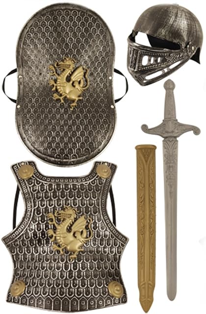 Child's Medieval Knight Armour Set  Helmet, Sword, Shield, Breast Plate Available in Bronze or Silver () Costume Accessory