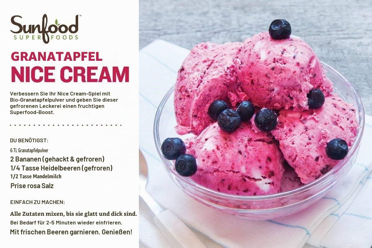 Sunfood Superfoods GranatapfelPulver | Rohes, organisches, gentechnikfrei, glutenfrei, koscher | Höchste Qualität | reines EinzelProdukt | UltraClean (keine Füllstoffe, Zusätze oder