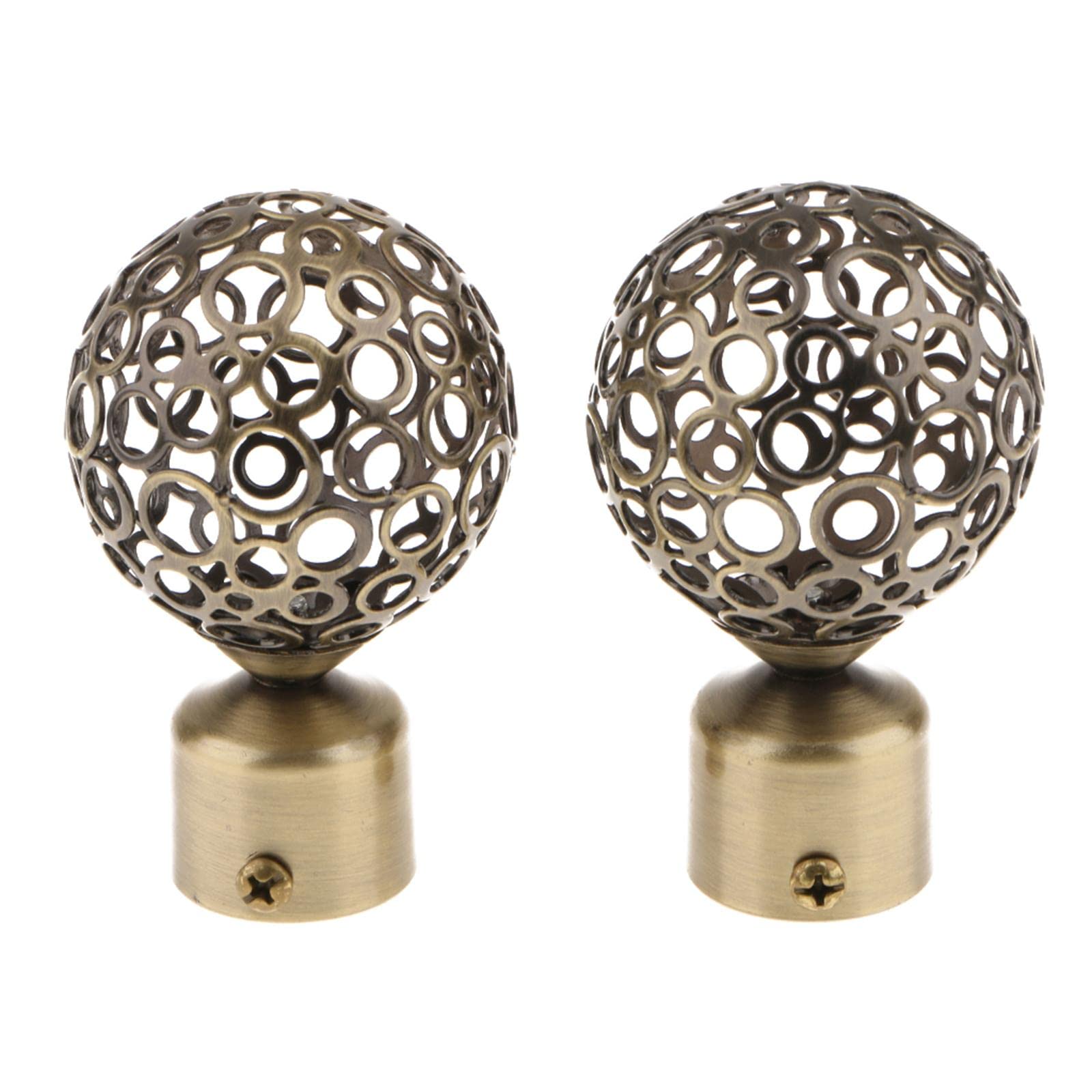 ATORSE 2Pcs Iron Window Curtain Pole End Drape Rod Finals Head for Rods with Dia. 28mm Hollow Ball#Bronze-image-31