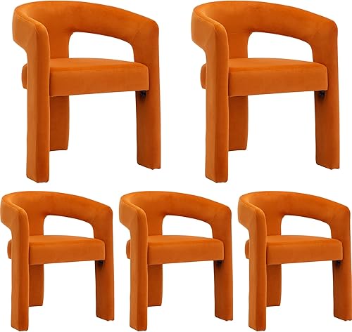 Miniatura 51 de Modern Barrel - Juego de 8 sillas de comedor tapizadas de terciopelo con brazos, cómodas sillas de tocador de maquillaje, sillas de comedor, sala de