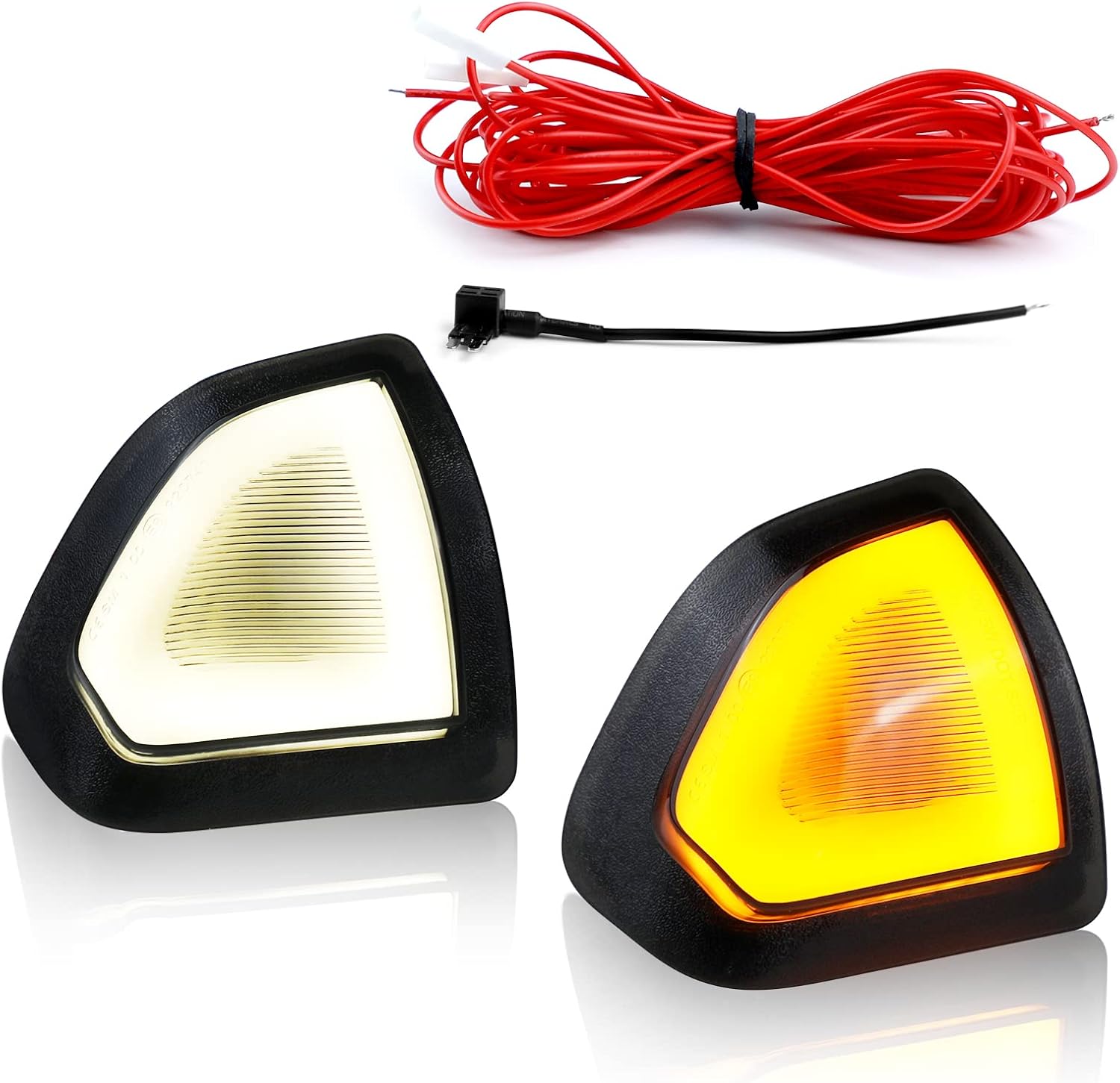 Turn Signal Light Left and Right Switchback Mirror LED Side Lamps Smoked Cover Lens for 68302828AA 68302829AA Compatible with 2010-2018 Do dge Ram 1500 2500 3500 4500 5500 (White/Yellow)