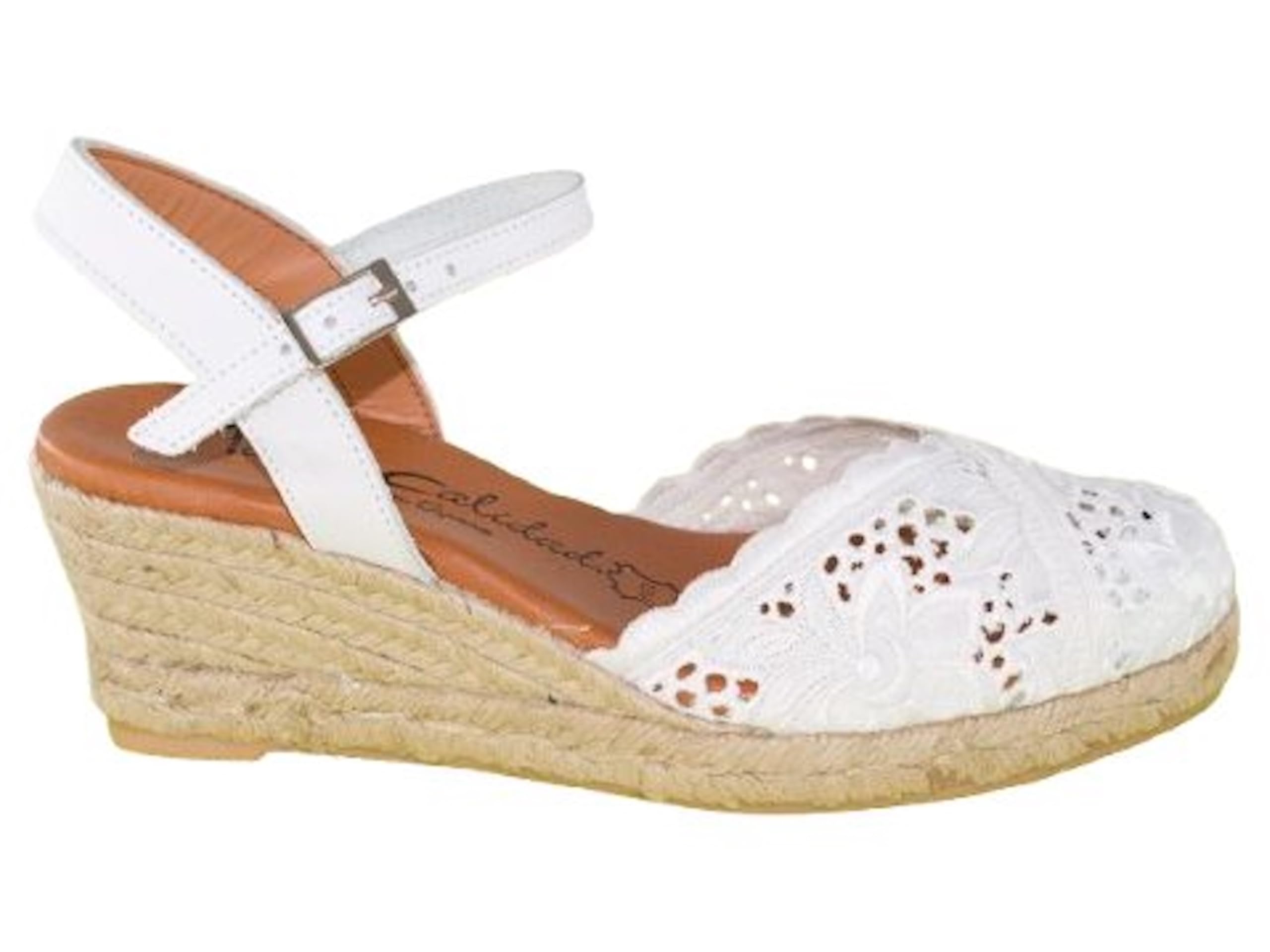 Alpargata Valenciana Mujer Bordada con Pulsera Ajustable, Cuña de Yute 6 cm, Espadrilles Verano Hechas en España Mod 5004