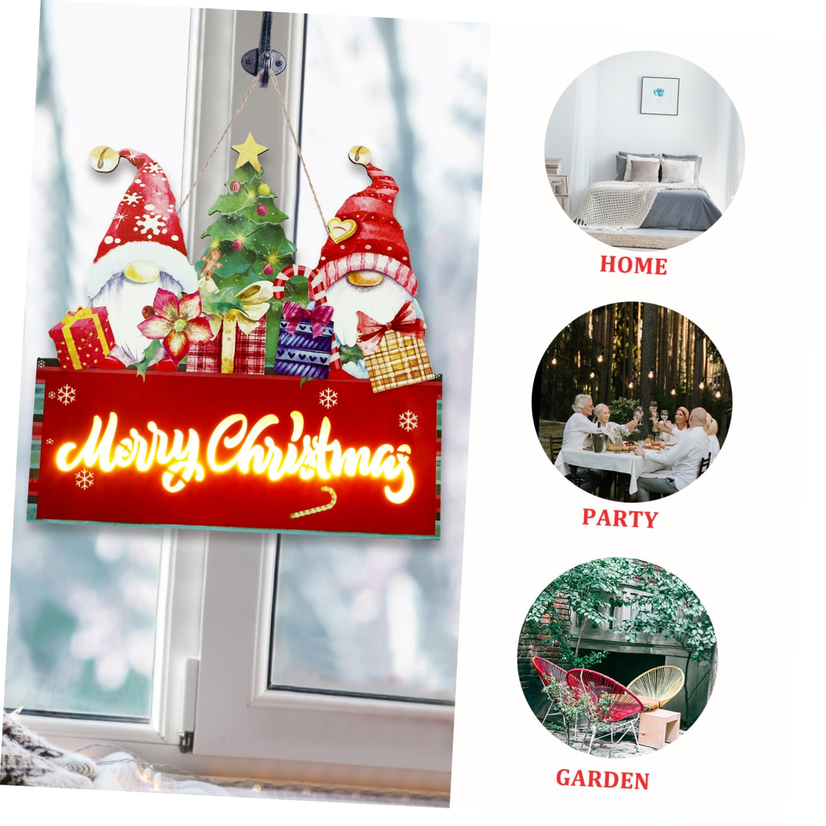 Adornos de Papá Noel Lantero Navideño para Puerta de Entrada Letreros Navideños de Madera para Puerta Decoración para Colgar la Pared Navidad