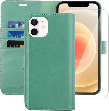 MONASAY Wallet Case for iPhone 11 with 3 Card Holders - Mint | Kickstand,RFID Blocking,6.6 feet of shock absorption,PU Leather,Strong Magnetic Closure,Fits 6.1 inch ONLY,screen Protector