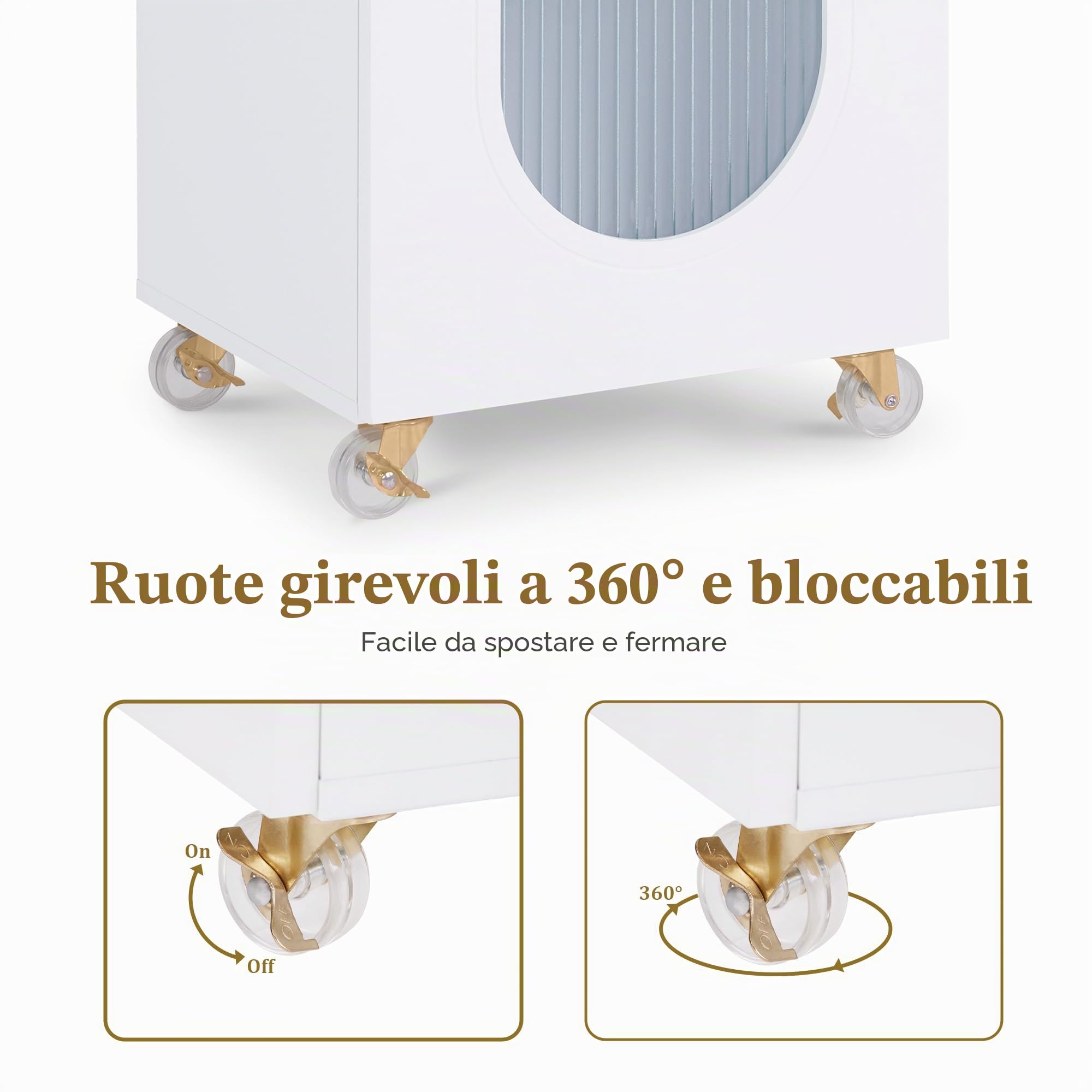 M MCombo Carrello per parrucchiere con ruote e cassetti, carrello da servizio bianco, carrello da salone con 3 ripiani e supporto per phon, 31,4x37x85,5 cm, 0051