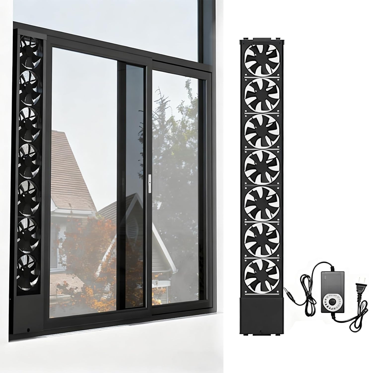 Window Exhaust Fan, 39-189cm Adjustable Casement Fan, Vertical Ventilation for Bedroom, Bathroom, Kitchen, Office, 20.8-24.8in, Energy Efficient Air Circulation