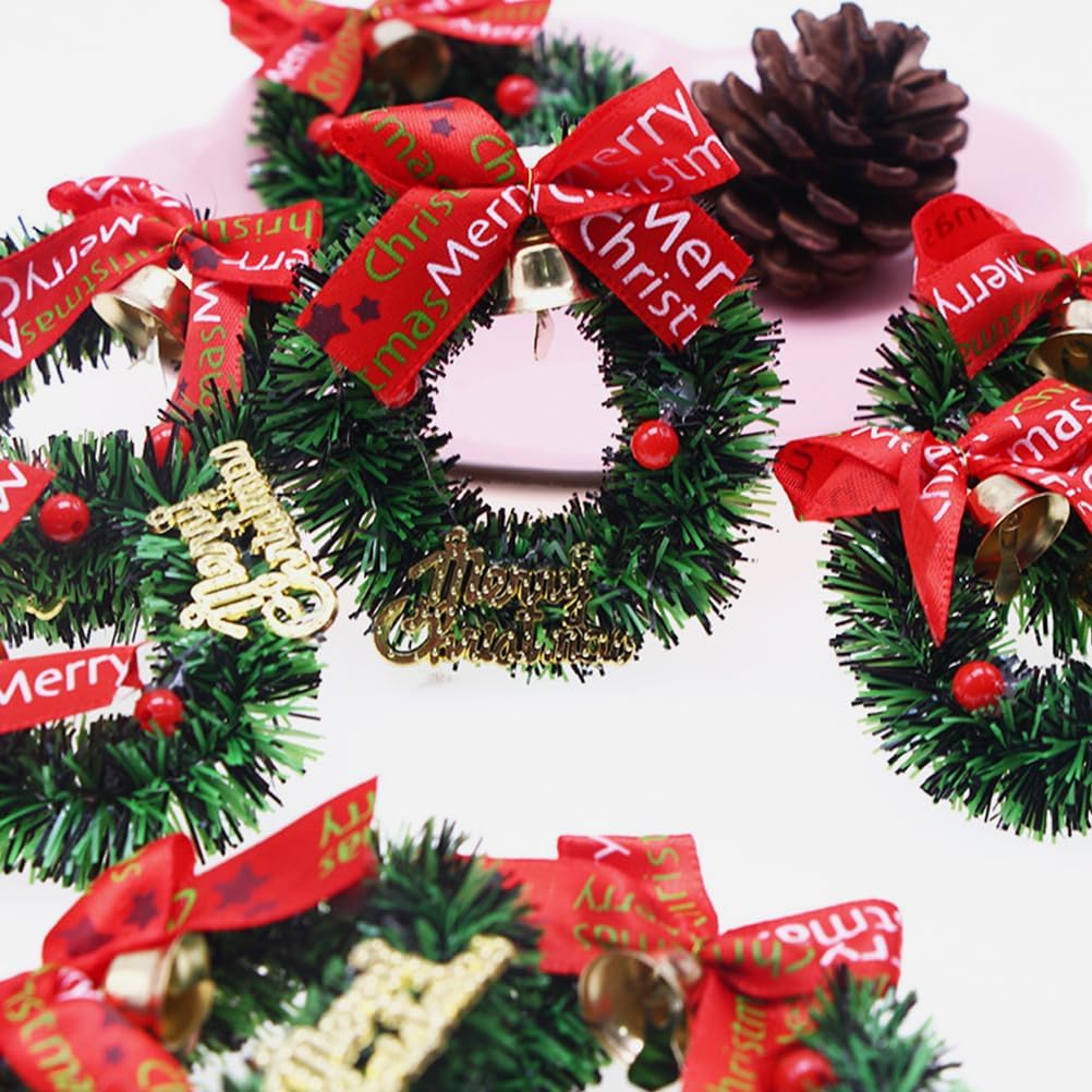 LUOZZY 30pcs Mini Christmas Wreaths Dollhouse Miniature Xmas Wreaths with Berry Bell Merry Christmas Ornaments for Dollhouse Christmas Tree Decoration, 2.3inch - Image 3