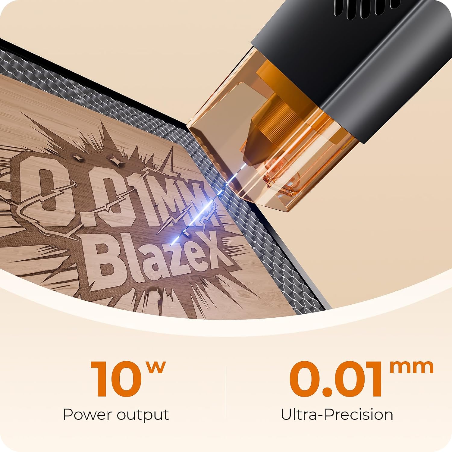 BlazeX M3 10W Laser Engraver Machine with Smart Camera, 0.01mm Ultra-Precision Laser Cutter and Engraver Machine for Wood Metal Glass Leather, with Enclosure Honeycomb Engraving Materials, Class 1