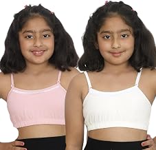 Girls Lace Training Bra Combo, Seamless Cotton Innerwear, Full Coverage, Soft Adjustable Strap, for Teenagers 8-18 Year