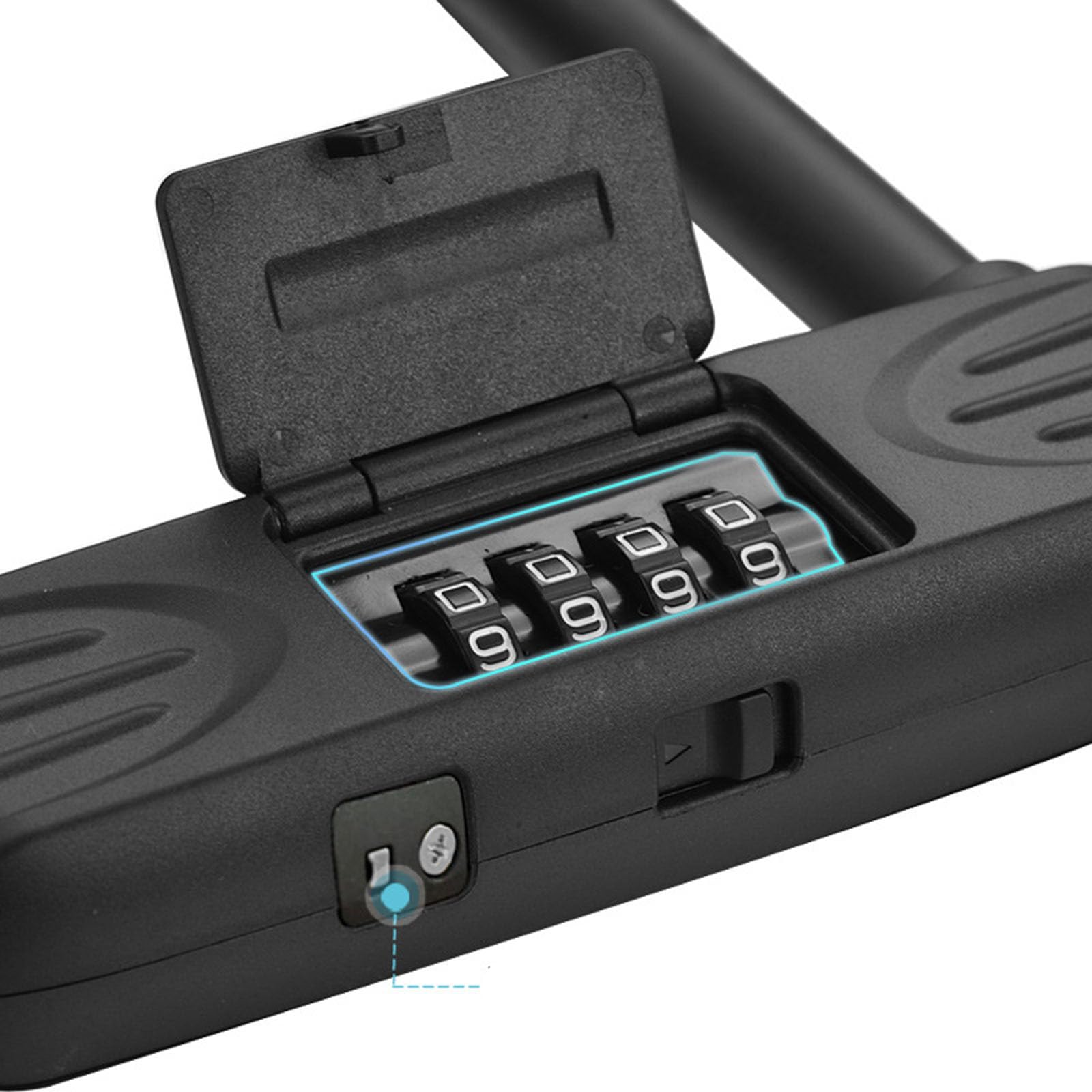 Lucchetto a U in lega resistente, con combinazione a 4 cifre, impermeabile, a forma di U, per biciclette, e-bike, mountain bike, cancelli, recinzioni