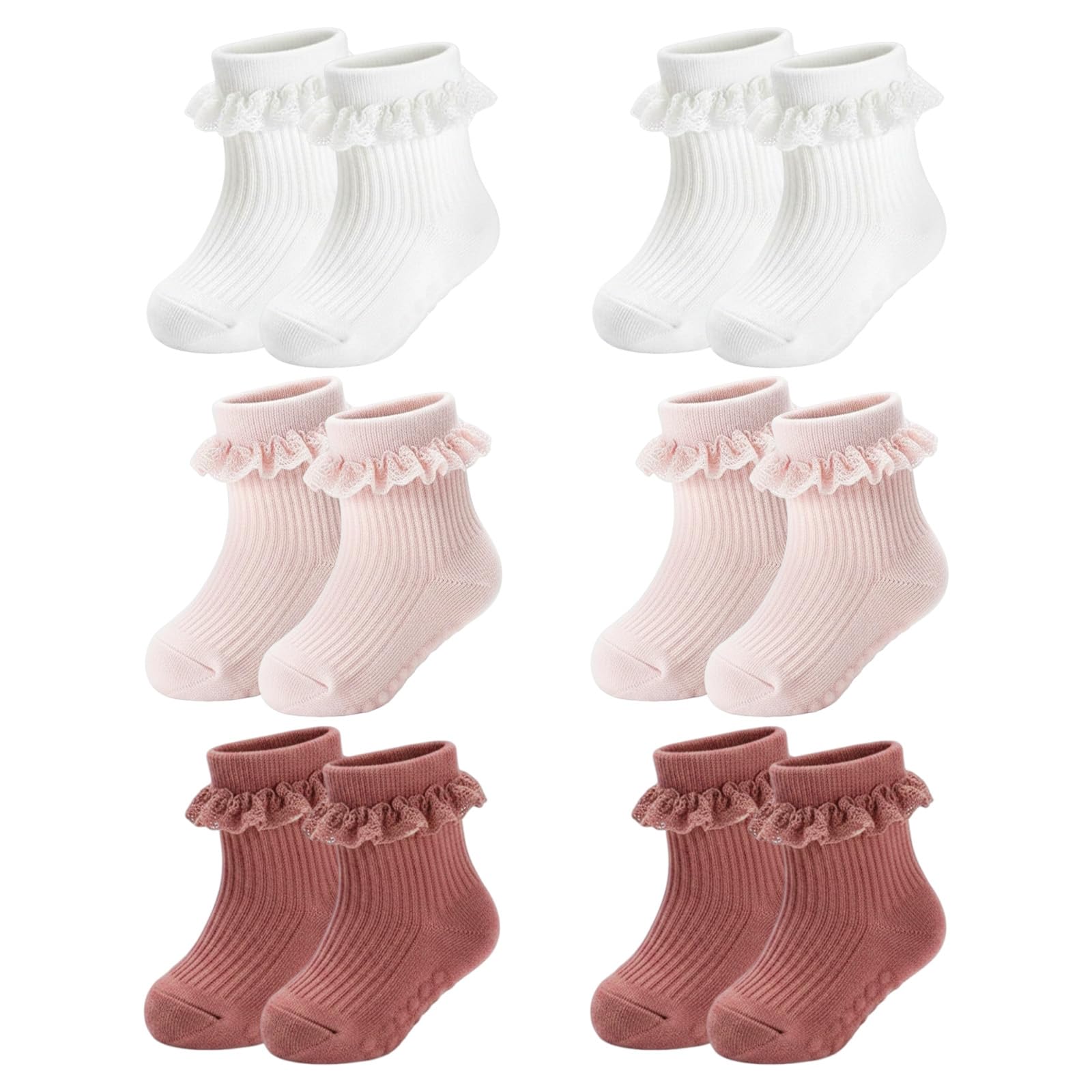 6 Pairs Socks Kids Baby Girls Anti Slip Floor Spring and Autumn Cotton Learning to Walk Unsteadily Lace — view 8