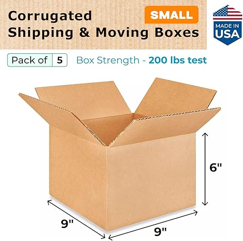 Miniatura 2 de IDL Packaging Cajas de envío pequeñas de cartón corrugado de 9 pulgadas de largo x 9 pulgadas de ancho x 6 pulgadas de alto (paquete de 5)