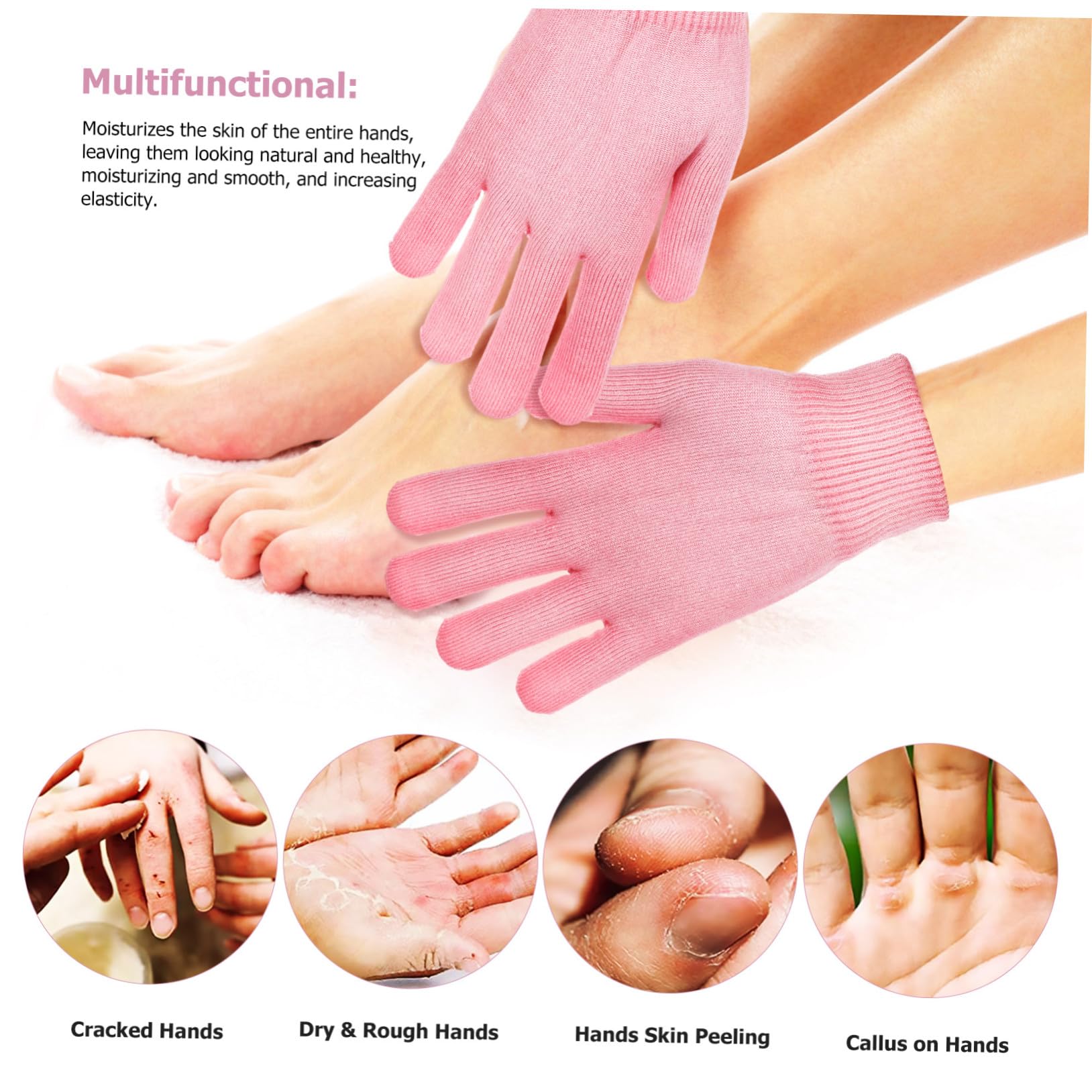 Hemobllo 2 juegos Calcetines y Guantes Hidratantes Spa para Cuidado Manos y Pies Nutritivo Piel Seca Protección Limpia y Fácil Uso Casa