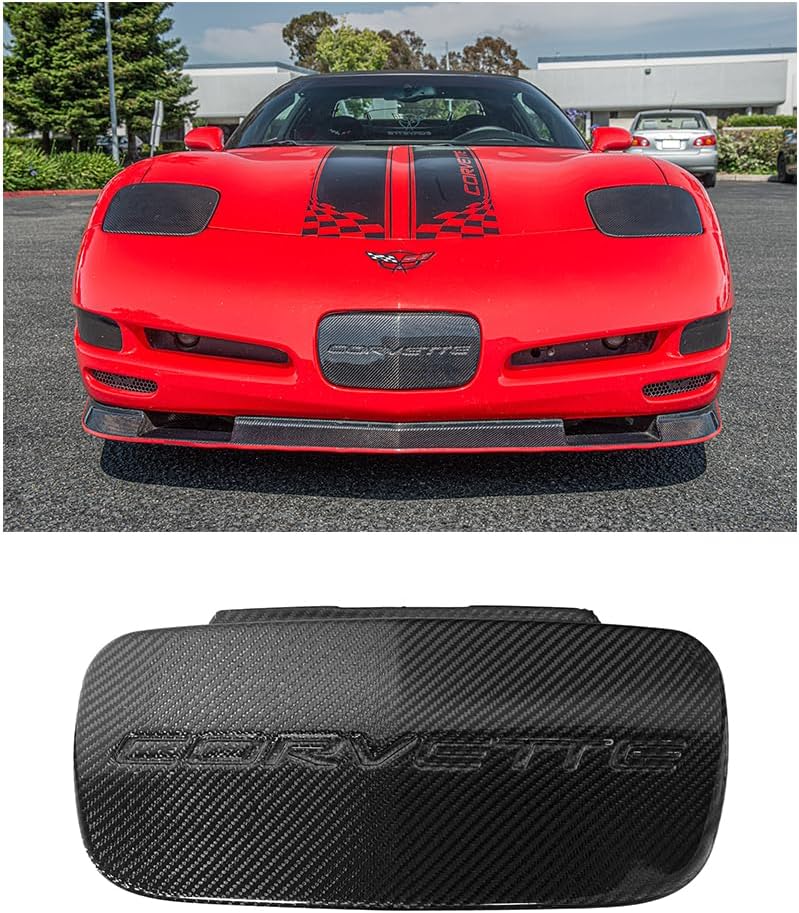 Replacement for 1997-2004 Chevrolet Corvette C5 All Models | GM Factory Style Carbon Fiber Front Bumper License Plate Trim Vent Cover