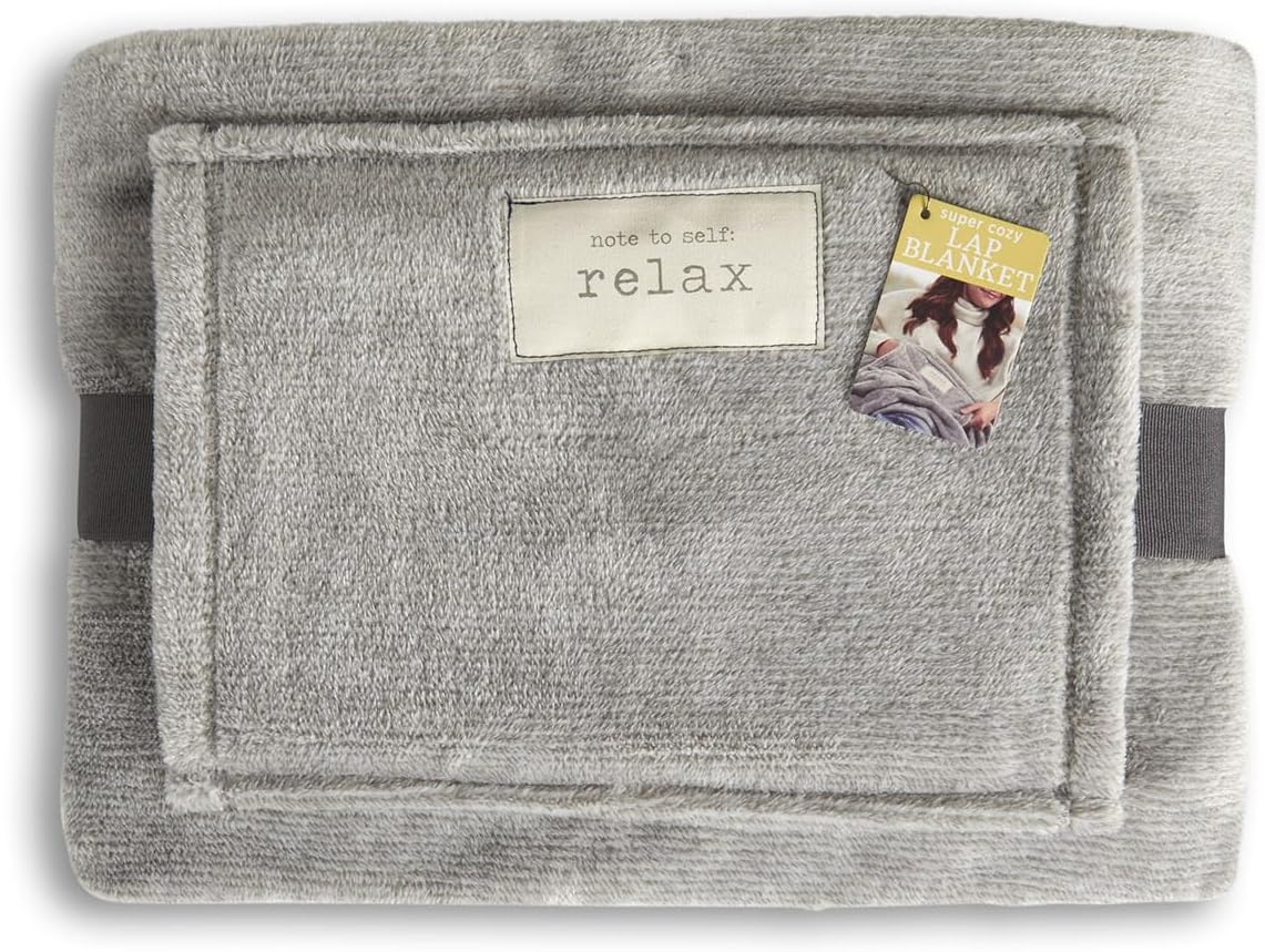 DEMDACO Note to Self Relax Soft Snuggly Grey 36 x 48 Polyester Knit Lap Blanket with Hand Pocket
