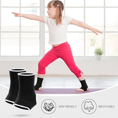 Vista 40 de Haysandy 4 Pieces/ 2 Pair Kids Ankle Support Brace Elastic Kids Compression Socks Knitted Ankle Sleeve for Jogging Running Fitness (Pink,5-10 Years)