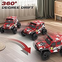 Vista 5 de 1:32 Coche RC Monstruo de Alta Velocidad 20 KM/H con Luz LED, Batería Recargable, Coche RC de Derrape Remoto que Gira 360° - Juguetes para Niños