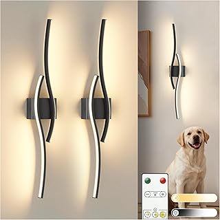 L LOHAS LED 31.6 inch Large Battery Operated Wall Sconces Set of 2, Rech...