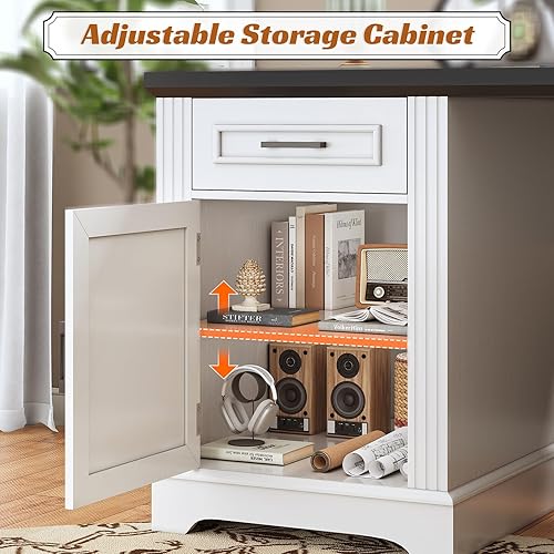 Miniatura 6 de SEDETA Farmhouse - Escritorio ejecutivo en forma de L de 69 pulgadas, escritorio de oficina en casa con cajones y gabinete de almacenamiento y toma