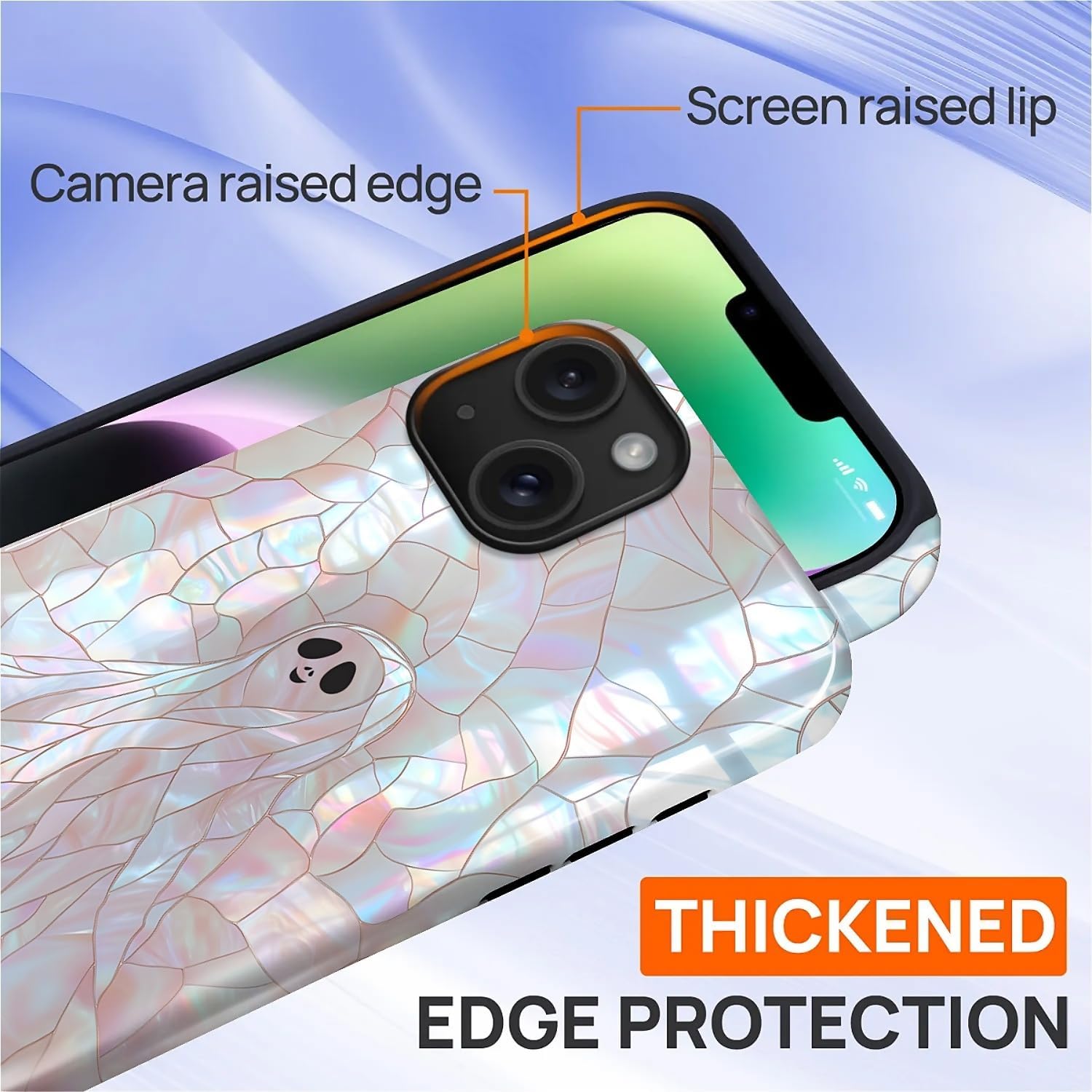 Case Designed for iPhone 13 14, Hybrid 2-Layer Case, Military-Grade Protection Durable Shockproof Anti-Scratch Phone Case, Cute Ghost image 5