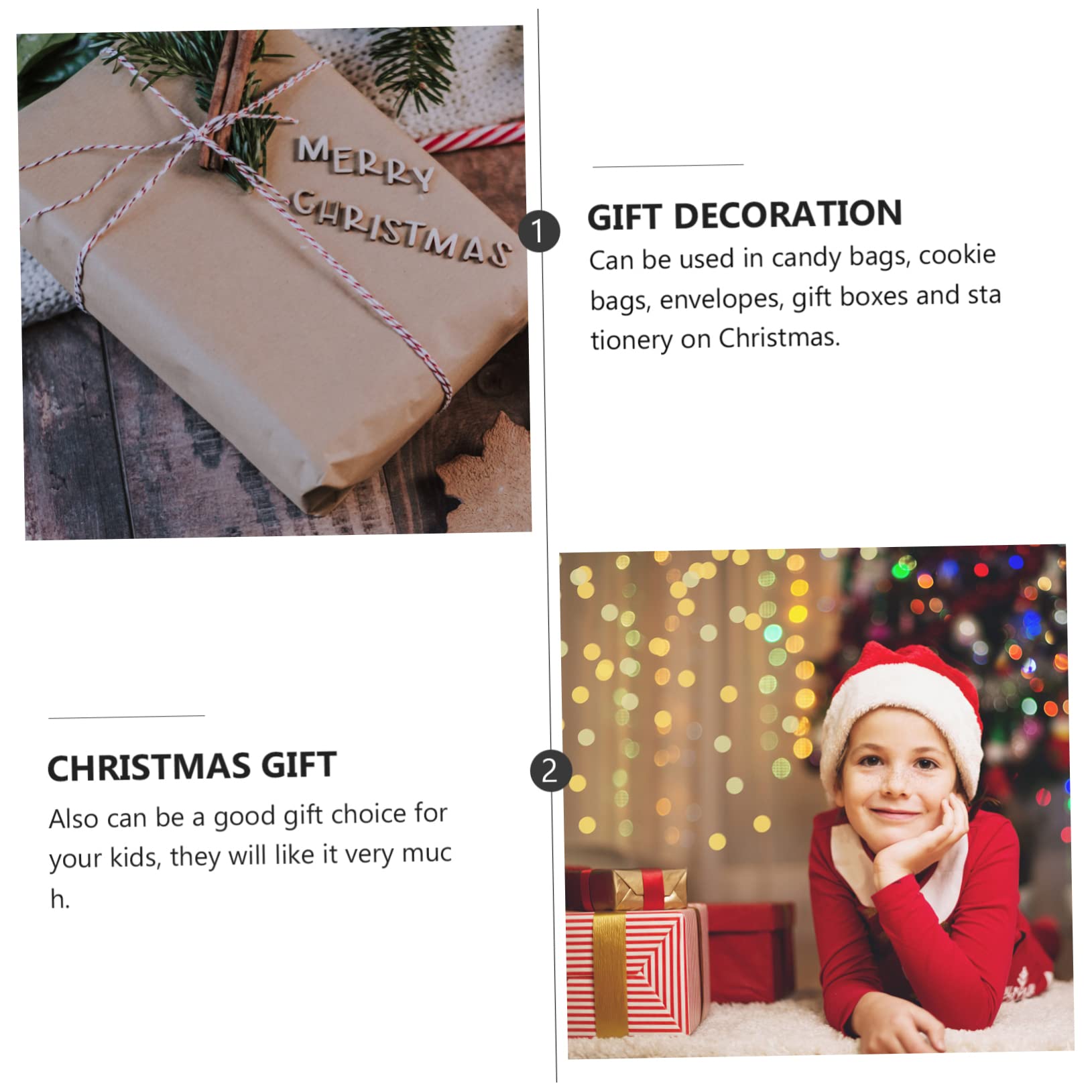 Angoily 60 Fogli Adesivi Natalizi Sigillanti per Sacchetti Caramelle Etichette Decorative Rotonde con Motivi Fiocchi e Renne Sticker Autoadesivi per Regali e Decorazioni Natale