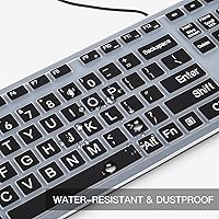 Vista 5 de Funda para teclado con letras grandes compatible con DELL KB216 KB216b KB216t KB216d KB216p Teclado con cable y protector de teclado inalámbrico