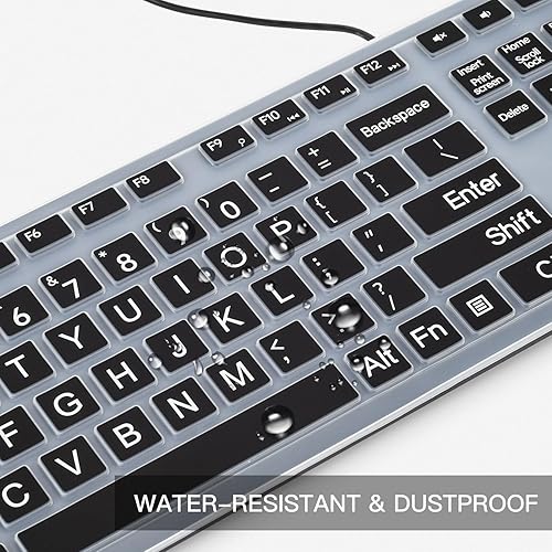 Miniatura 5 de Funda para teclado con letras grandes compatible con DELL KB216 KB216b KB216t KB216d KB216p Teclado con cable y protector de teclado inalámbrico
