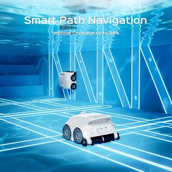 WYBOT B1 Robotic Pool Cleaner, Floor and Wall Cleaning, Cordless Vacuum for Inground & Above Ground, Smart Navigation, Self-Parking, White Green