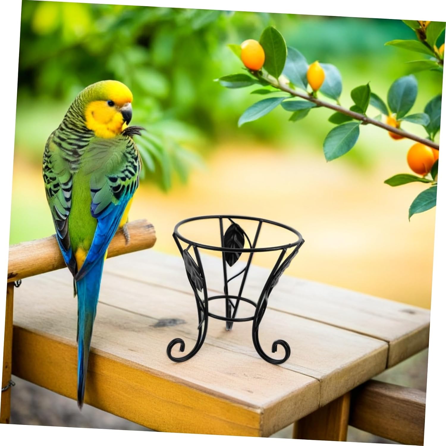 Alasum Metal Bird Bath Stand and Tripod Ball Holder for Outdoor Garden, Patio Bird Bath Base Stand Only, Hollow out Metal Sphere Holder Compatible with Gazing Balls and Flowerpots