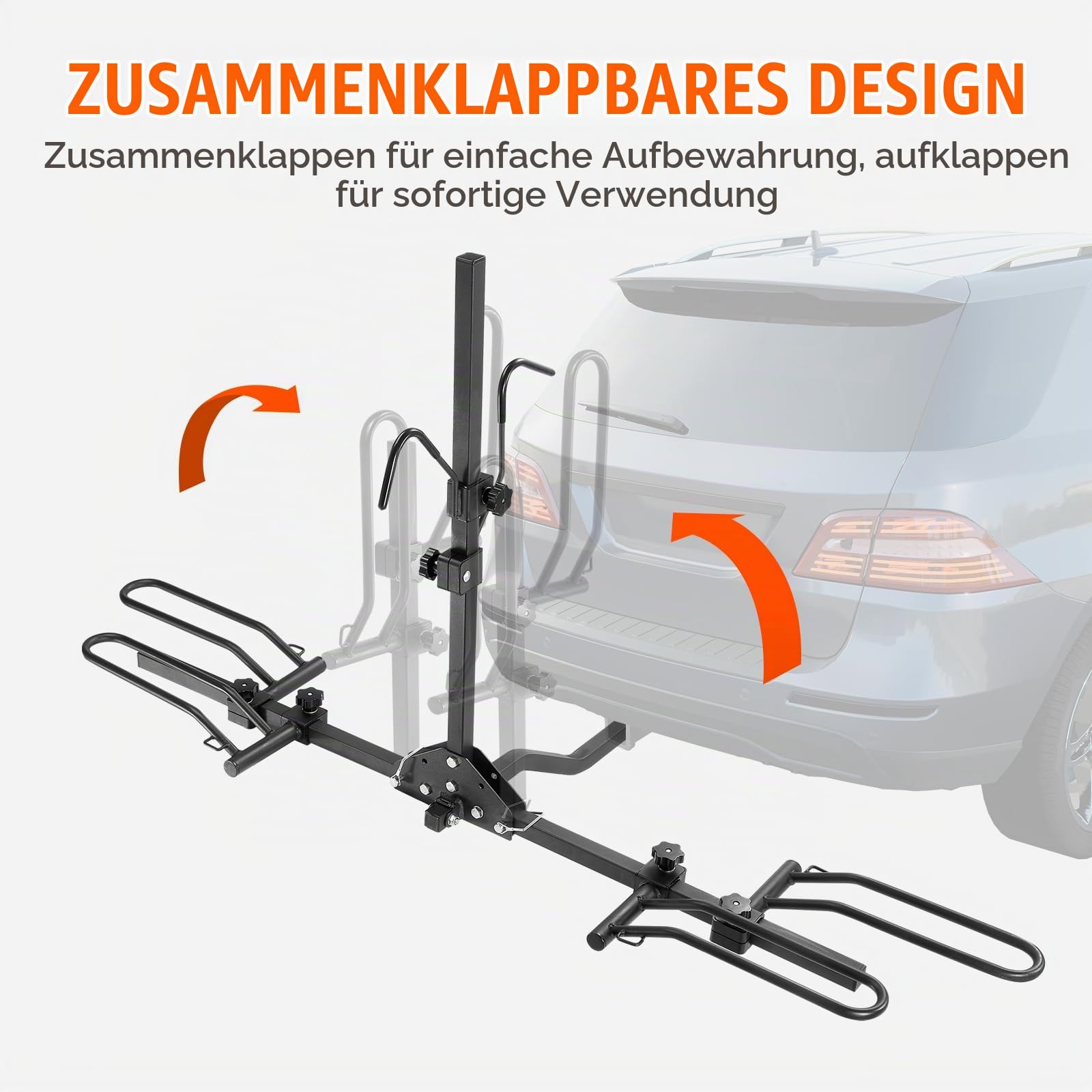 VEVOR Fahrradträger zur Anhängerkupplung, 2-Fahrrad-Plattform-Stil, 36 kg Kapazität, Fahrradträger-Kupplung für 31,75/50,8 mm Empfänger, Zusammenklappbarer Fahrradträger für Auto, SUV, LKW usw.
