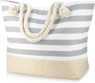 OBYJCA Beach Bags for Women with Zip, Beach Bag, Waterproof 