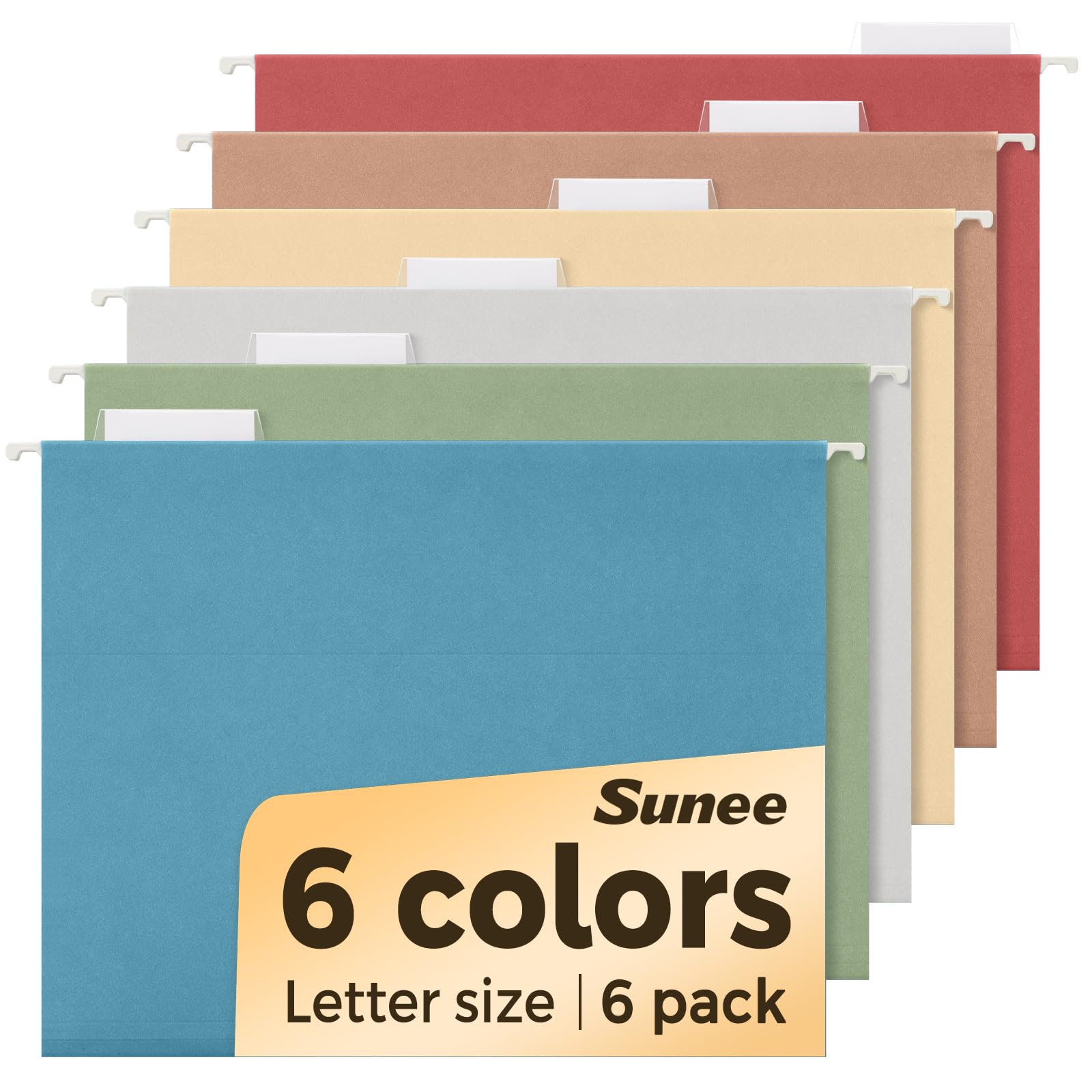 Photo 1 of SUNEE Hanging File Folders Retro Colors, 6 Pack Letter Size File Folders with 1/5-cut Tabs, Stay Organized for Your Home and Office Bulk File and Documents