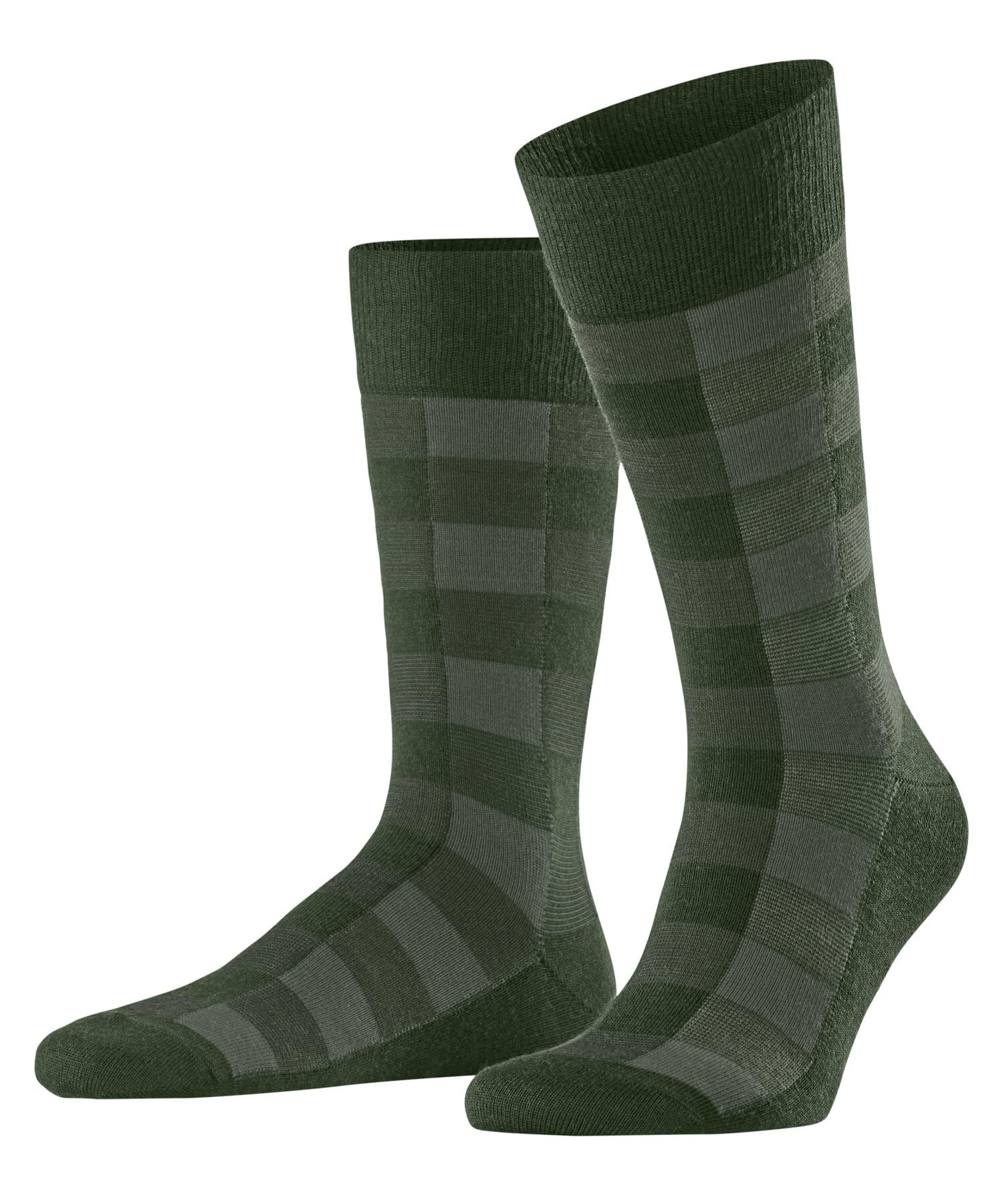 Burlington Men's Buffalo Check M So Wool Patterned 1 Pair Socks, Green Asparagus 7045, 6.5-11