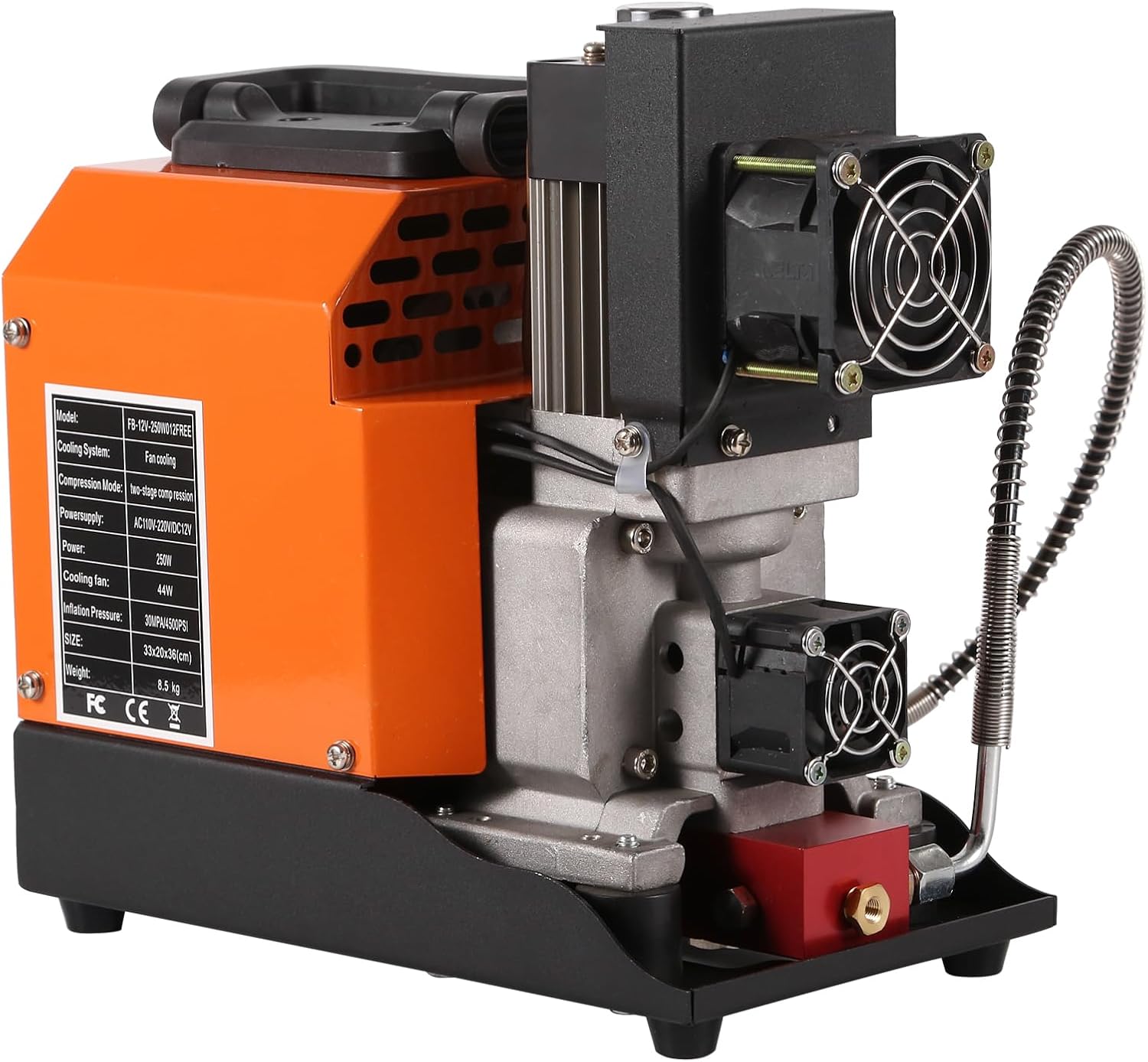 PCP Air Compressor, 5800Psi Compressor 12V DC/110V AC, Come With Power Adapter, Manual Stop, No Oil/Water Required Suitable for Paintball, Airsoft Gun, Scuba Cylinder Compressor
