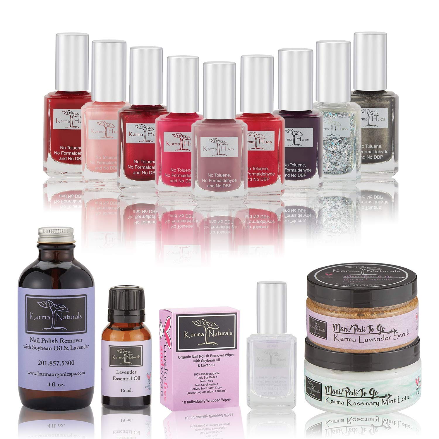 karma organic Christmas Nail Polish Rare Collection - Natural Nail Polish Base Coat Set Natural Nail Polish Remover