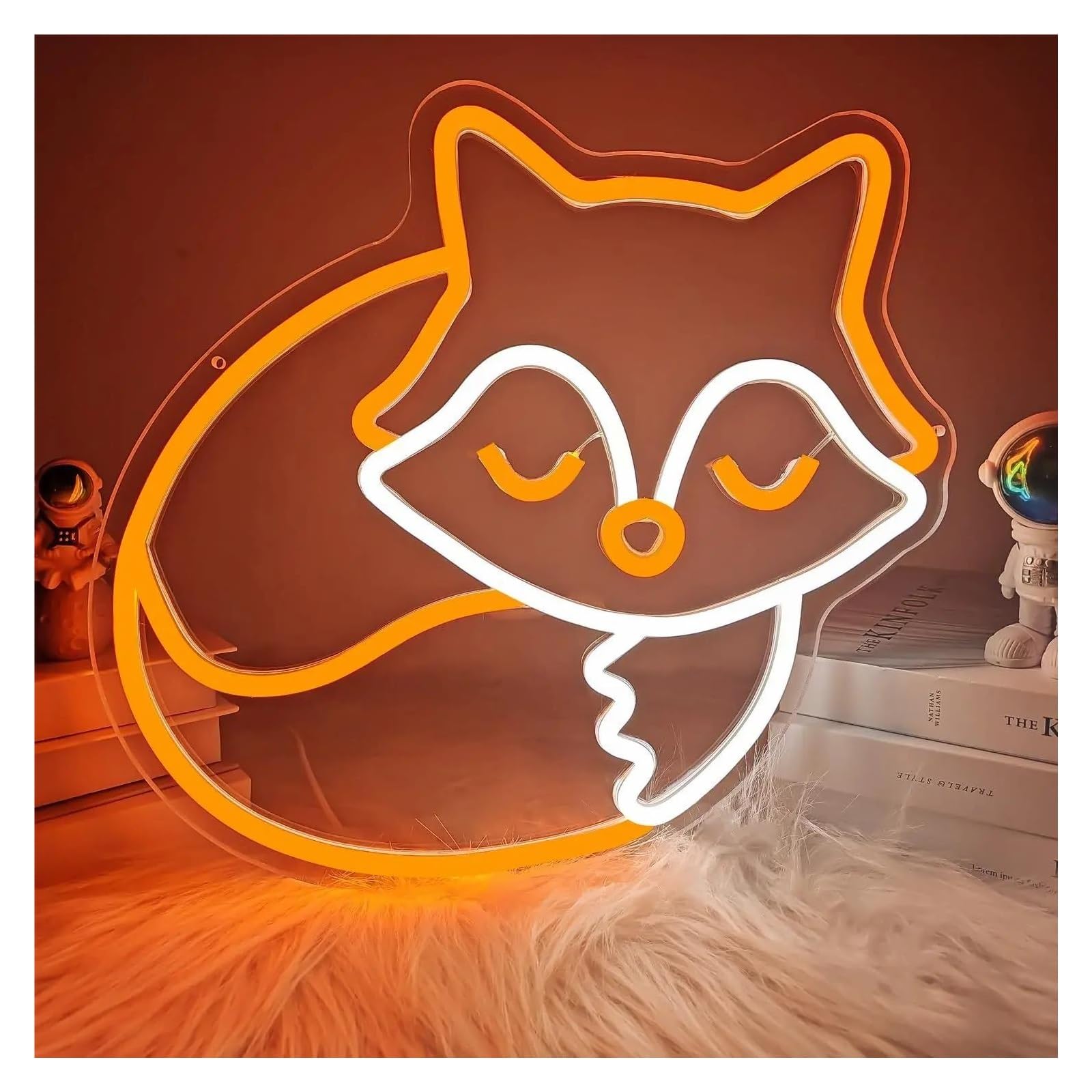 LEMST Sign Lamp Fox Neon, USB Powered with Dimming for Animal-Themed Rooms, Game Rooms, and Party Decorations 33cmx30cm