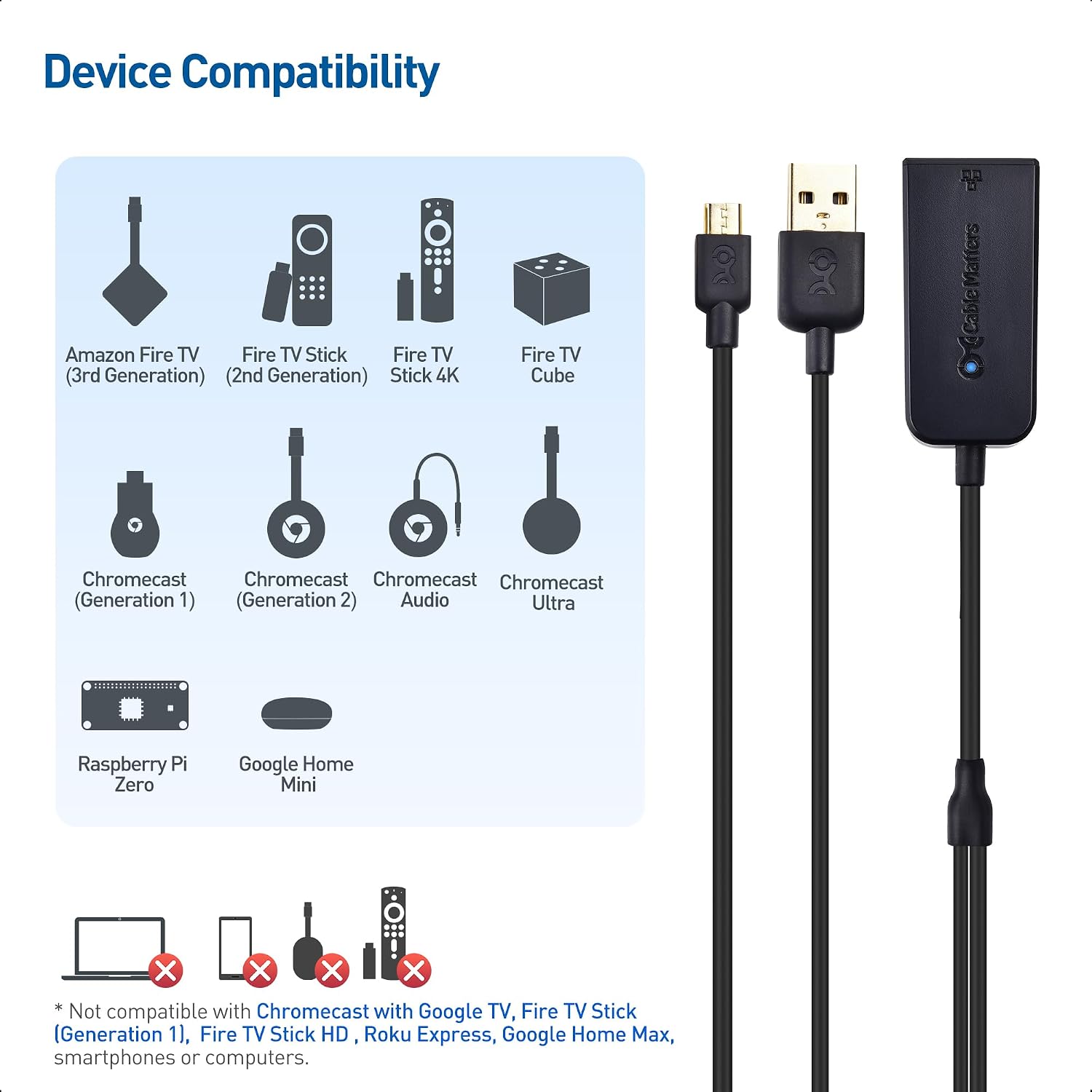 Cable Matters Micro USB to Ethernet Adapter, Fire Stick Adapter